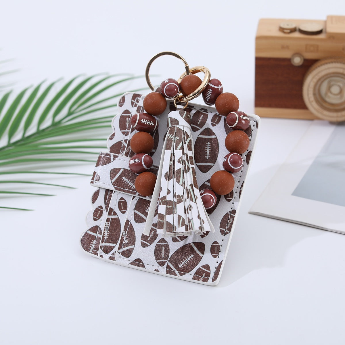Sports Wooden Bead Card Holder Document Bracelets