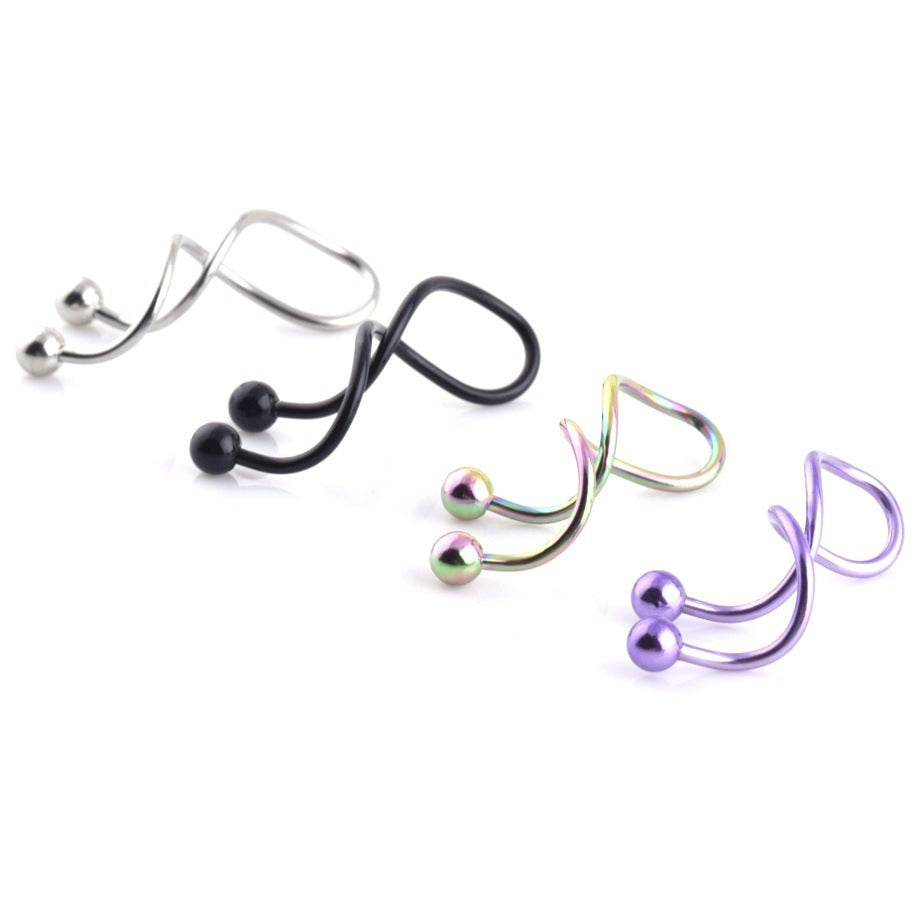 Women's Steel Twist Shape Belly Personality Spiral Export Creative Puncture Earrings