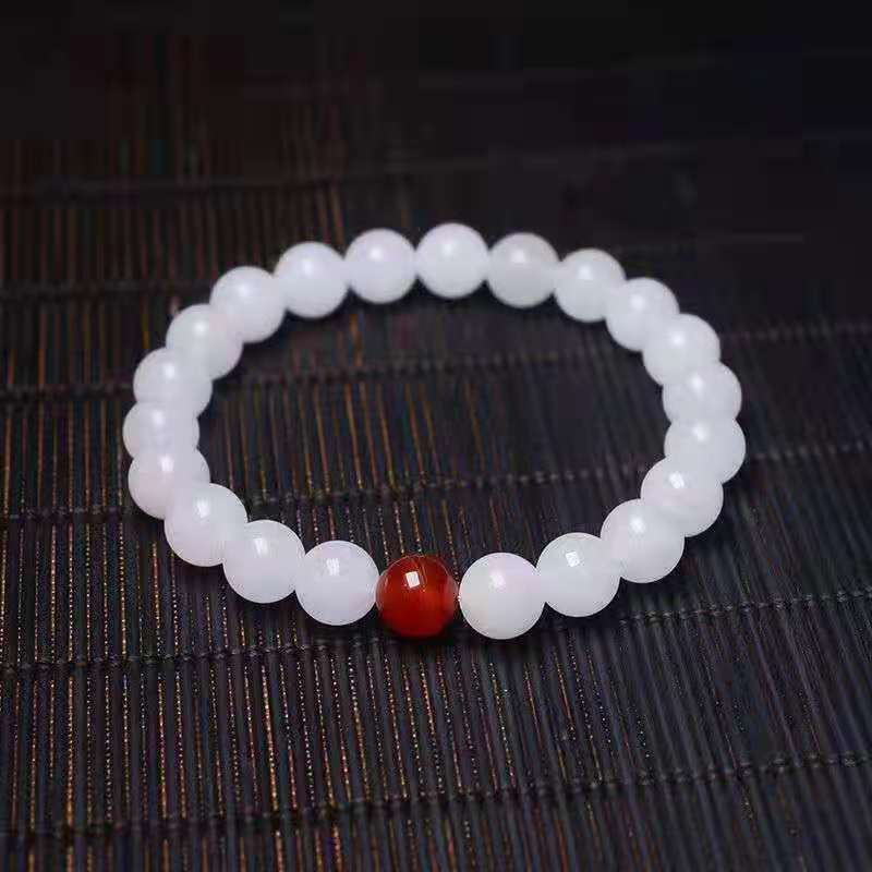 Women's Imitation Jade White Marble Agate Fashion Simple Crystal Stall Bracelet