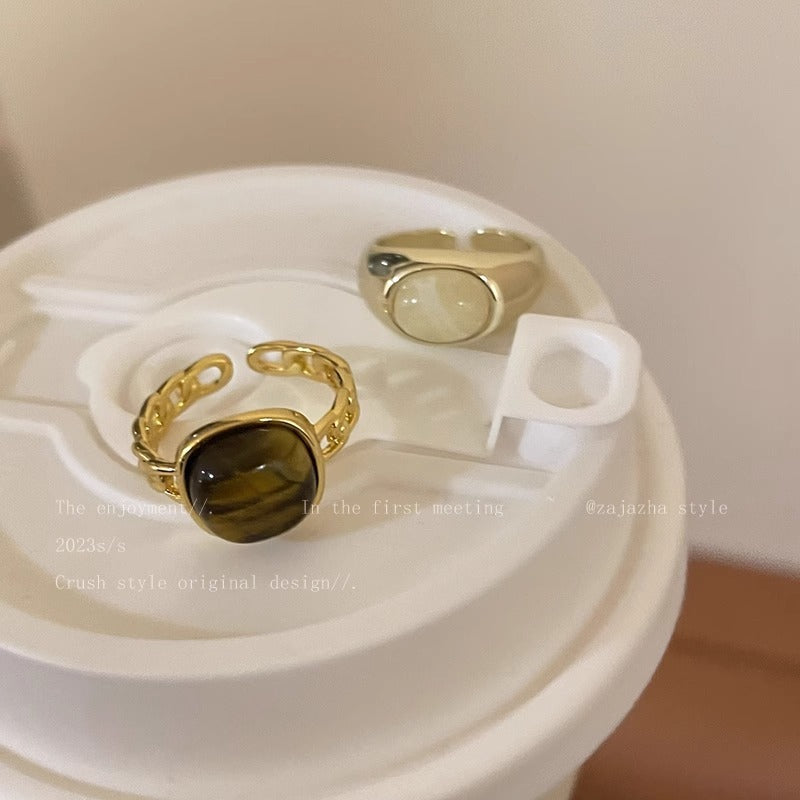 Open Retro Temperamental Minority Design Index Rings