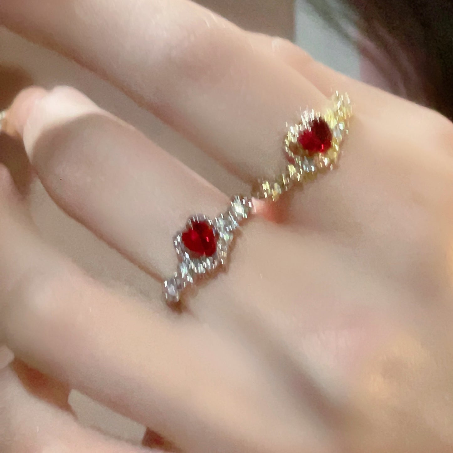 Light Luxury Minority Fashion Inlaid Zircon Opening Ring