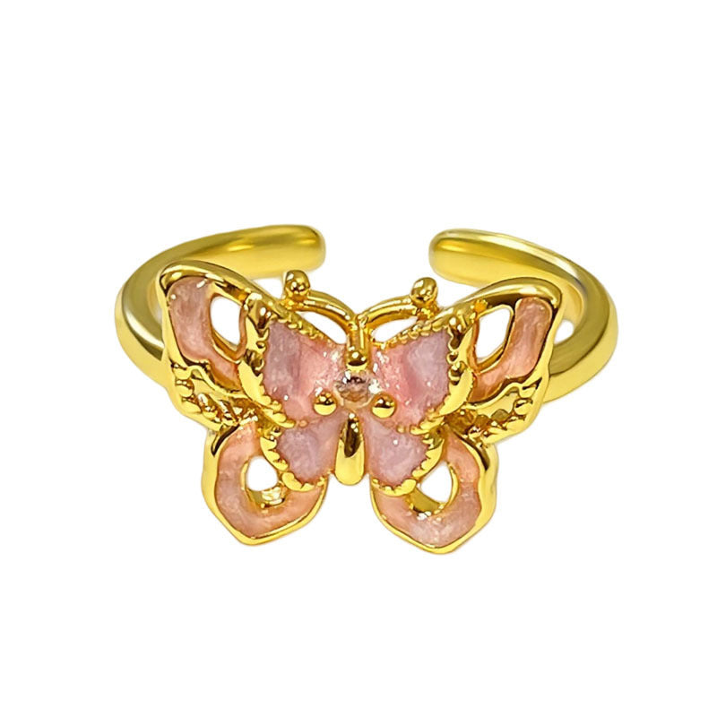 Twin Open Female Romantic Style Texture Special Interest Light Luxury Ring