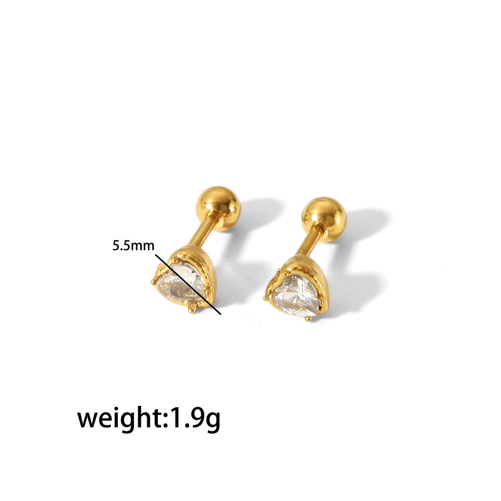 Steel Puncture Ear Bone Gold Light Luxury Design Earrings