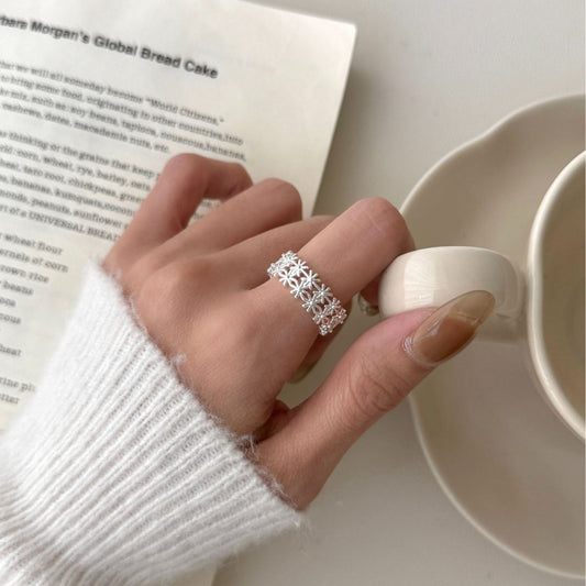 Snowflake Niche High-grade Index Finger Open Flower Ring