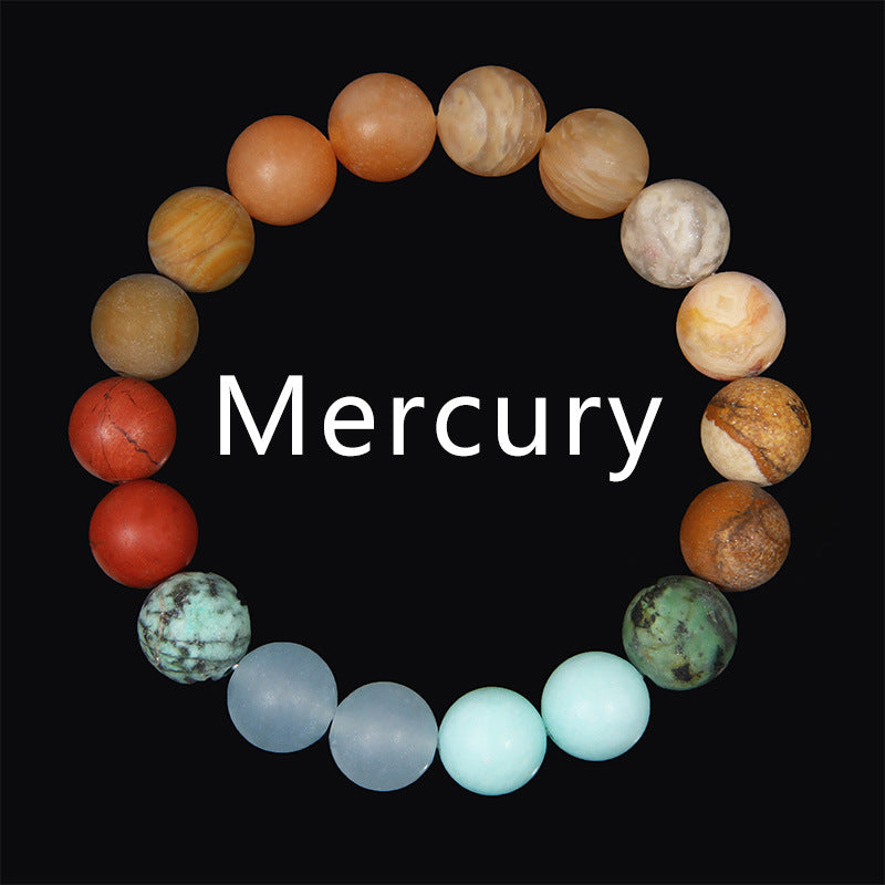 Men's Natural Stone Universe Planet Beads Galaxy Trendy Frosted Bracelets