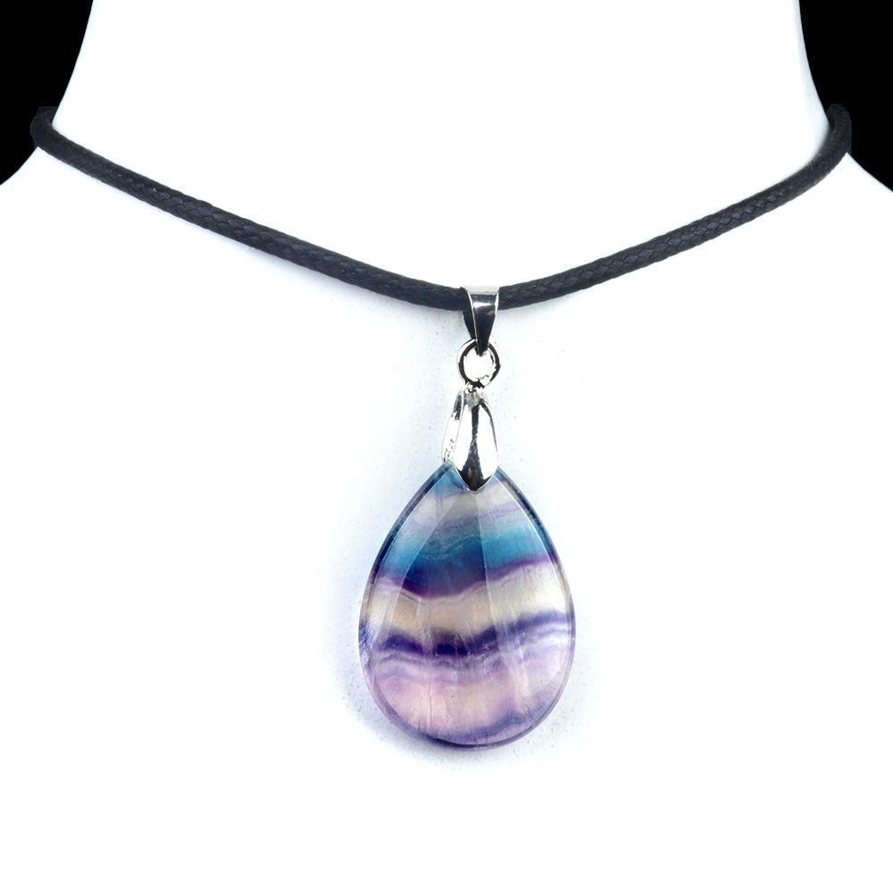 Amethyst Blue Pink Water Drop Face Pendants