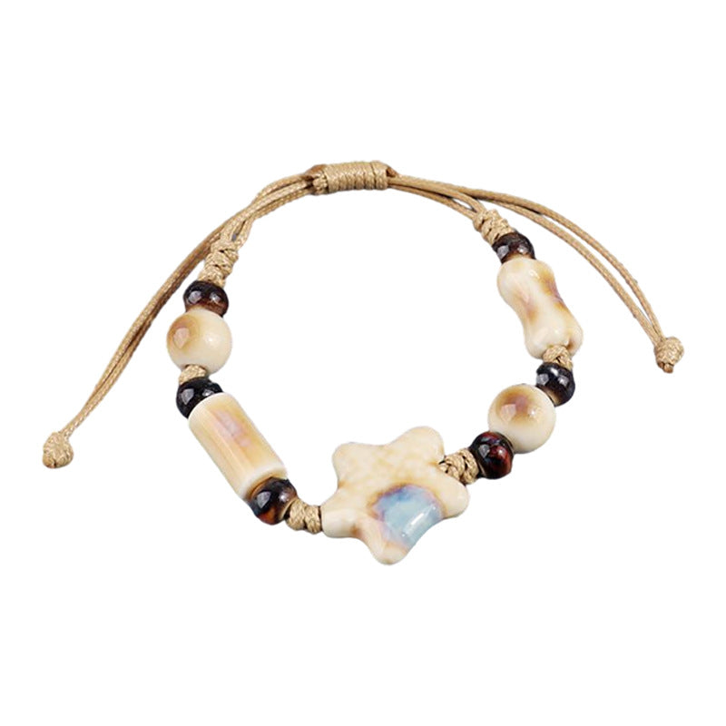 Starfish Shell Drawstring Ceramic Artistic Vintage Little Bracelet