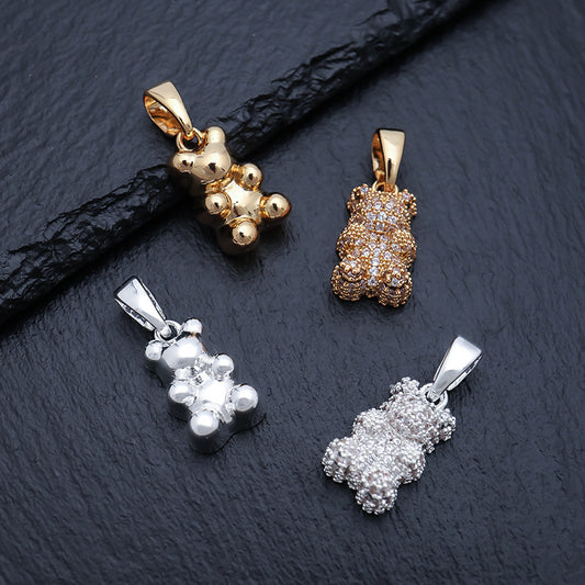 Women's & Men's Personalized Black Metal Soft Candy Bear Pendants