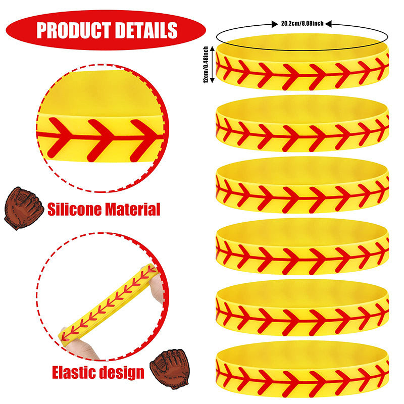 Softball Silicone Monochrome Full Circle Printing Stitching Bracelet