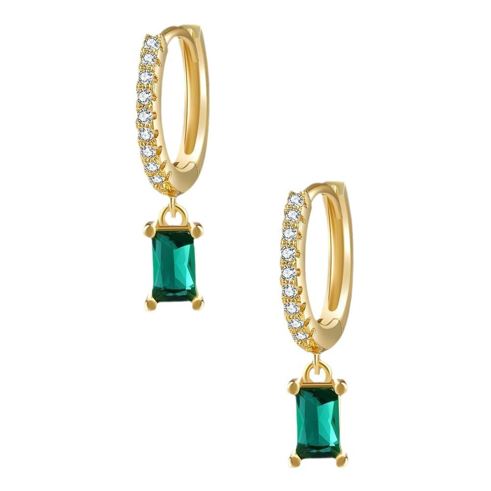 Wind Color Zircon Ear Clip Brass Earrings