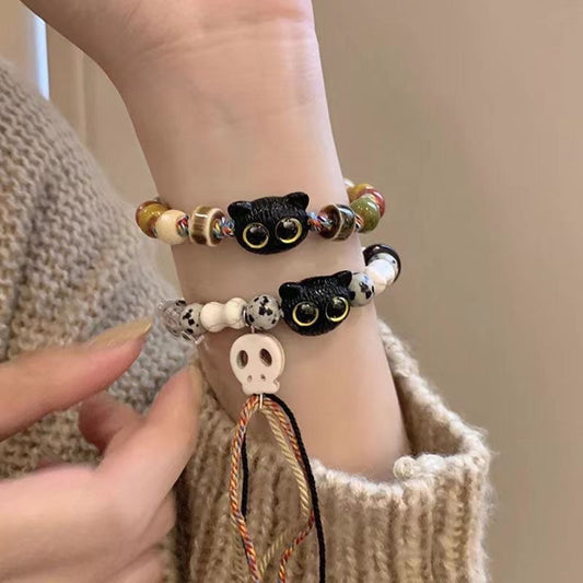 Skull Cat Ceramic Woven Niche Design Sweet Bracelets