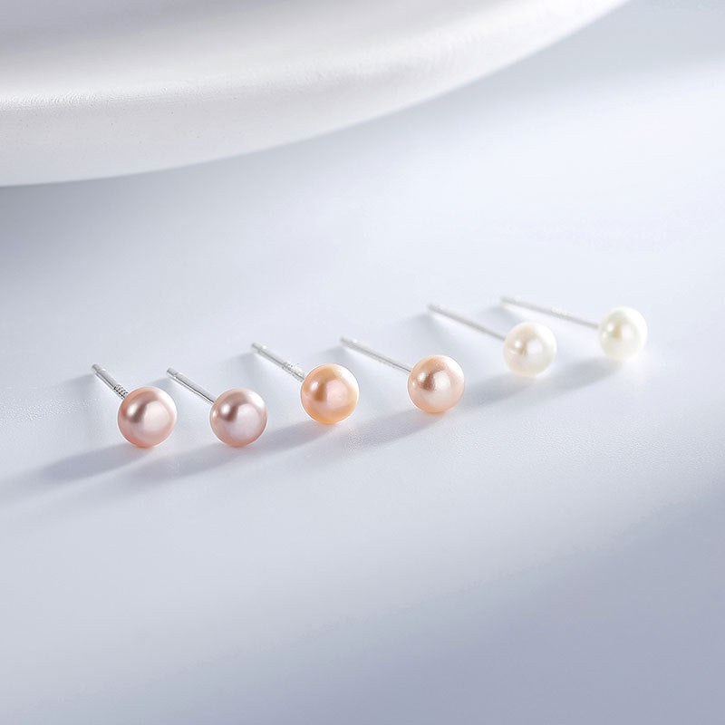 Sier Natural Freshwater Pearl Ear Female Korean Style Fresh Earrings