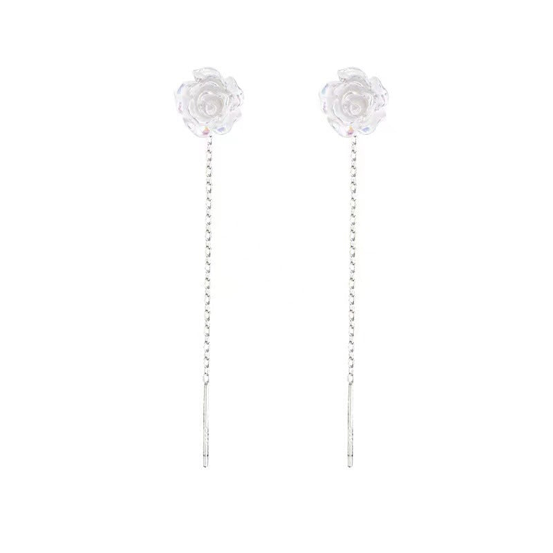 Women's Dream White Rose Light Luxury High-grade Tassel Ear Line
