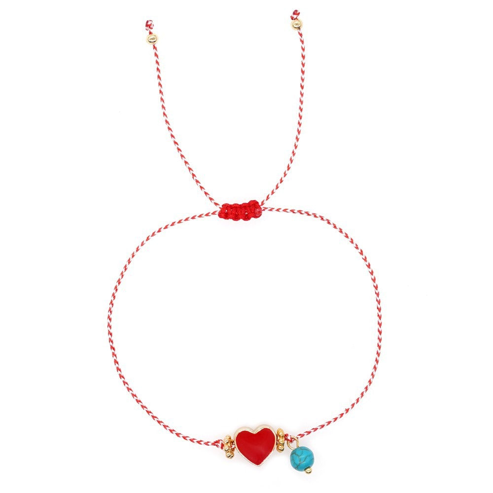 Women's Fashionable Simple White Eyes Turquoise Red Bracelets