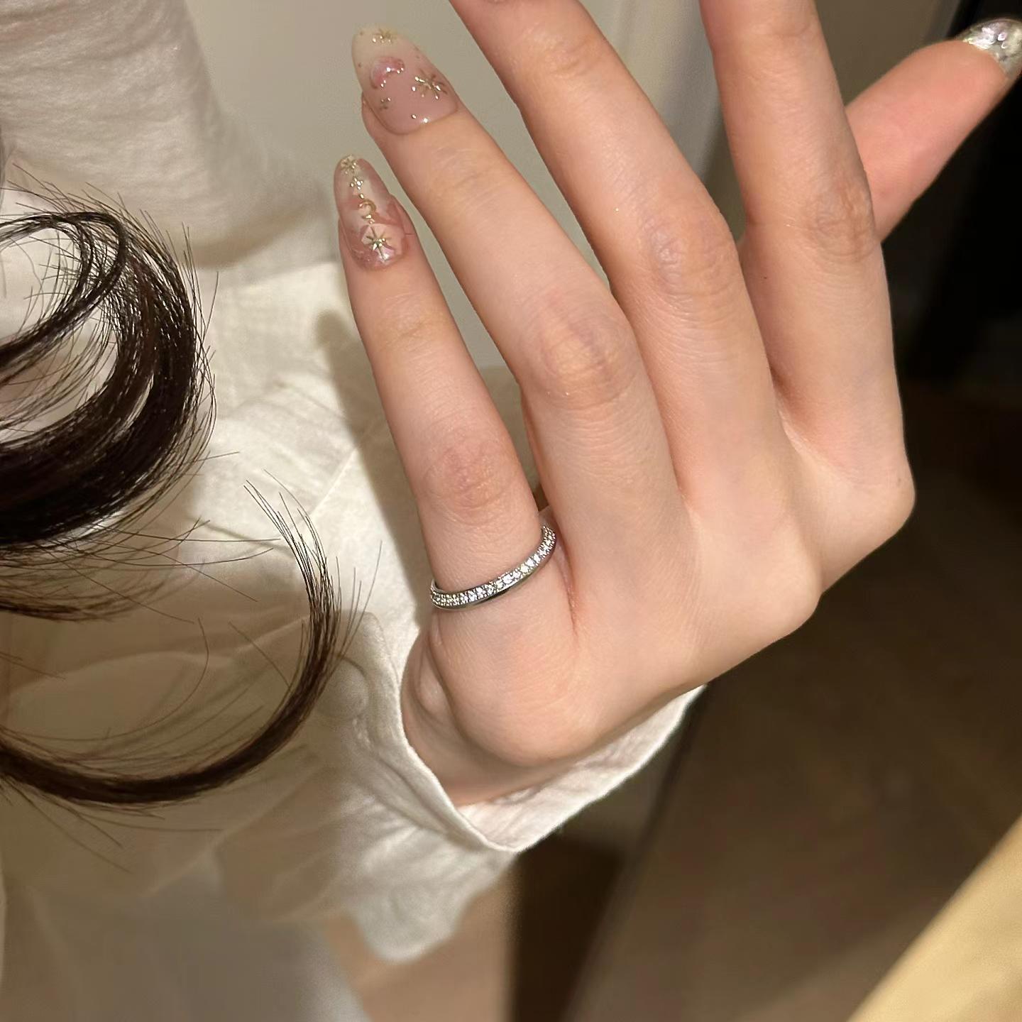 Diamond Plaid Little Finger Half Plain Gold Rings