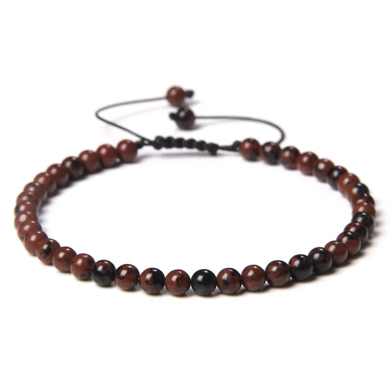 Agate Stone Braided Adjustable Gemstone Beads Bracelet