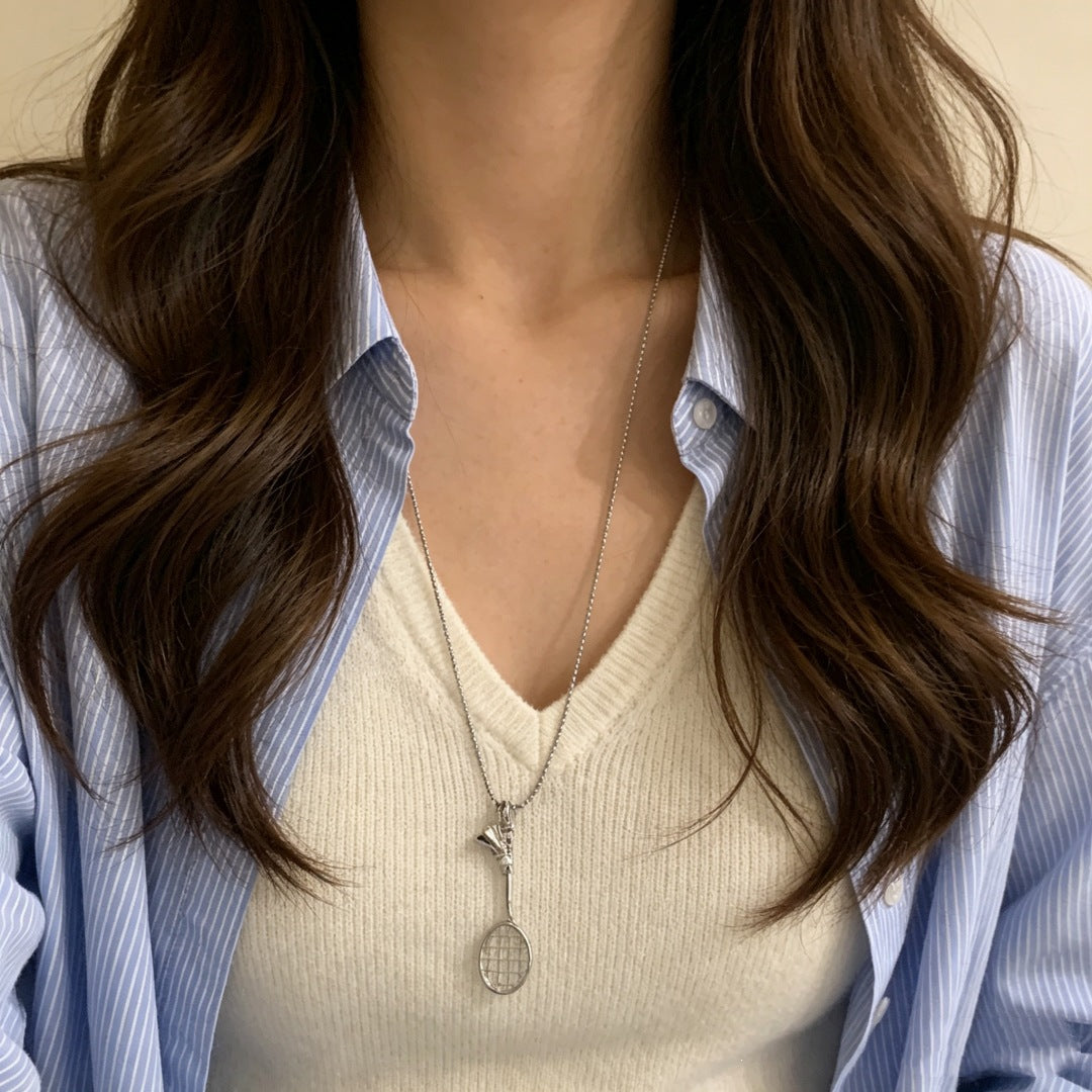 Women's Racket Tassel Long Sweater Chain Casual Necklace