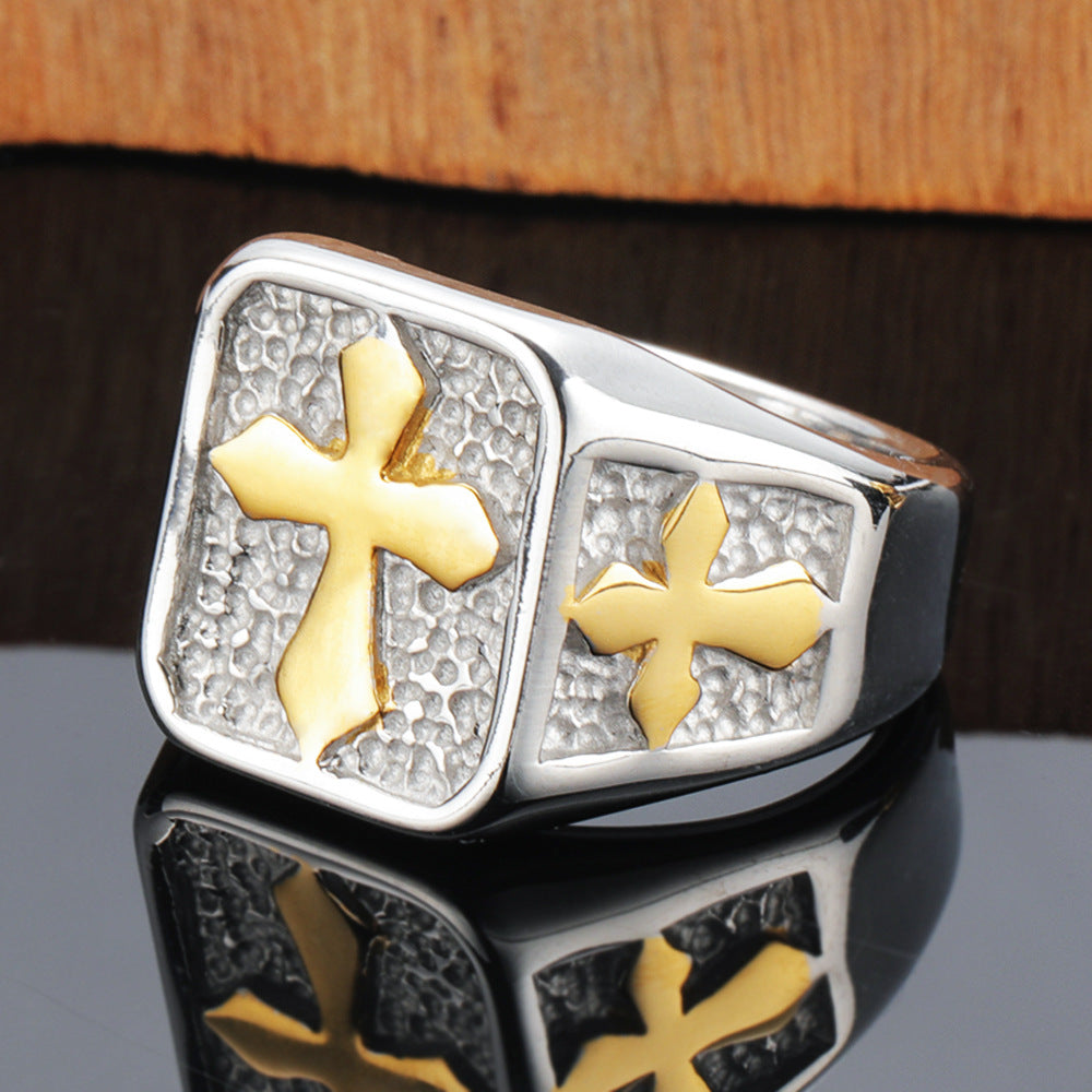 Titanium Steel Casting Trend Stone Texture Rings