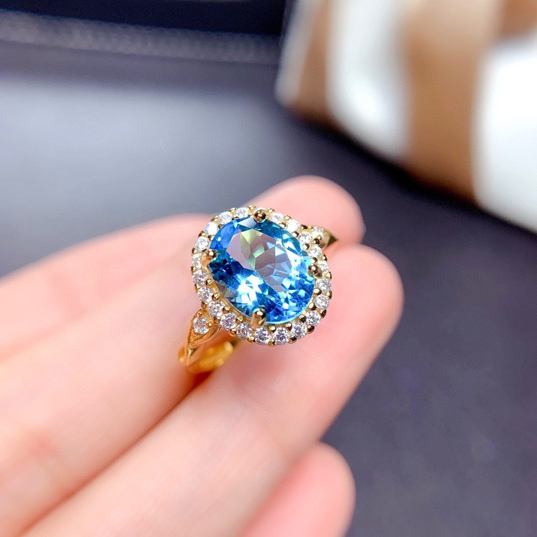 Broadcast Colored Gems Imitation Natural Topaz Ring