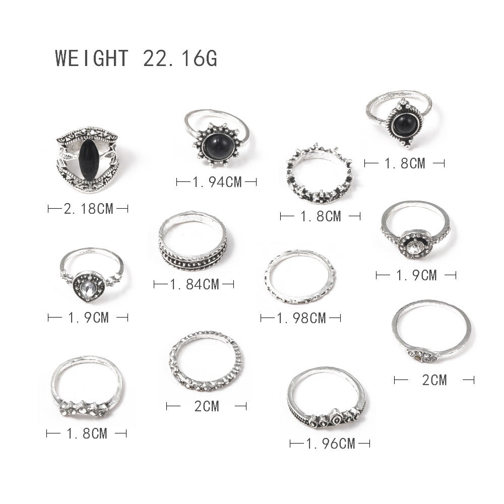 Distressed Spot Drill Black Onyx Pieces Ring