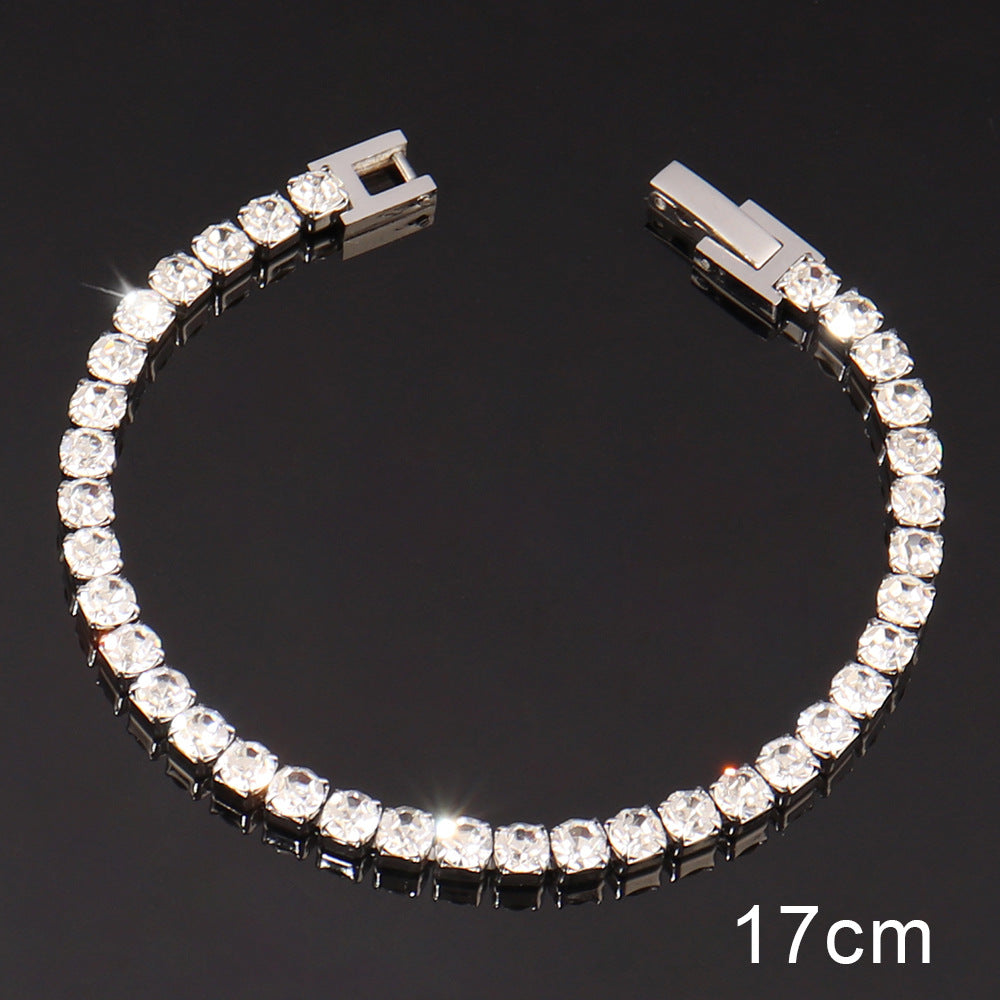 Women's Stainless Steel Zircon Tennis Simple Color Bracelet