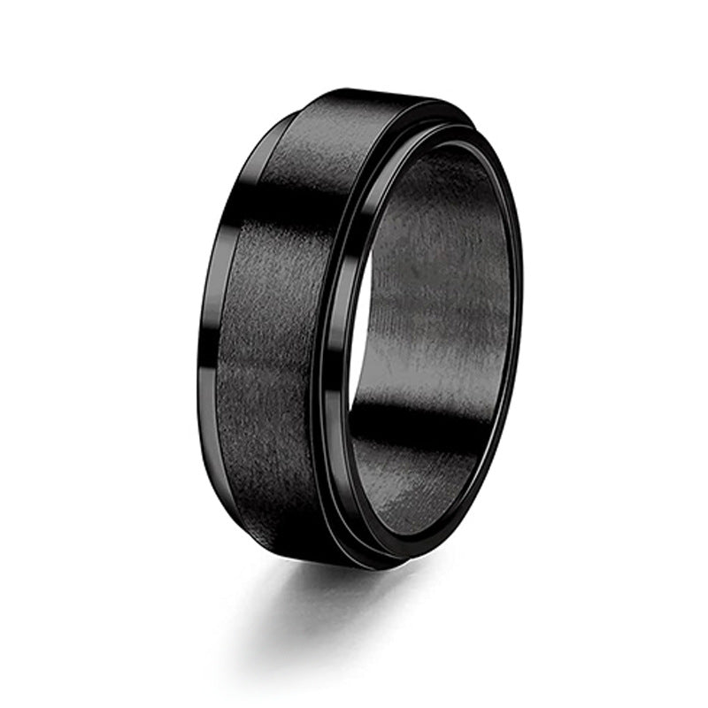 Rotatable Decompression Matte Brushed Couple Titanium Rings