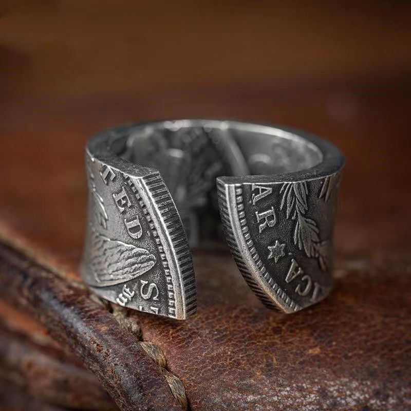 Coin Transformation Male Personality Retro With Opening Female Splendid Trendy Ring