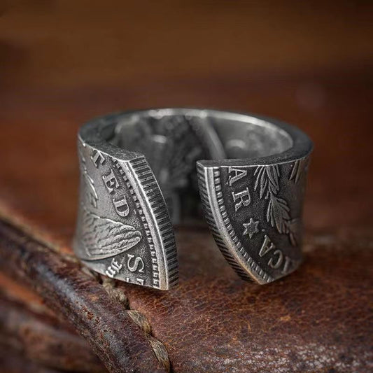 Coin Transformation Male Personality Retro With Opening Female Splendid Trendy Ring