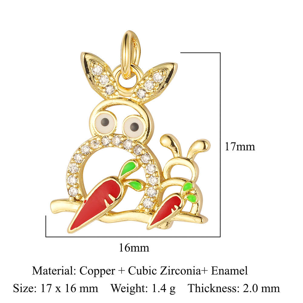 Butterfly Crab Copper Zircon Heart Shell Pendants