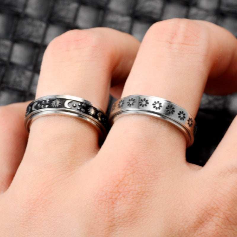 Rotatable Titanium Steel Female Decompression Meditation Ring