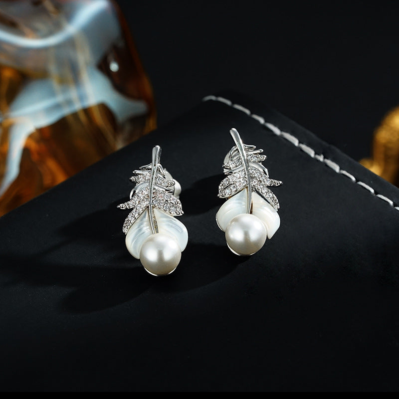 Women's Natural Shell Design Sense Graceful Fashionable Feather Series Exquisite Rings