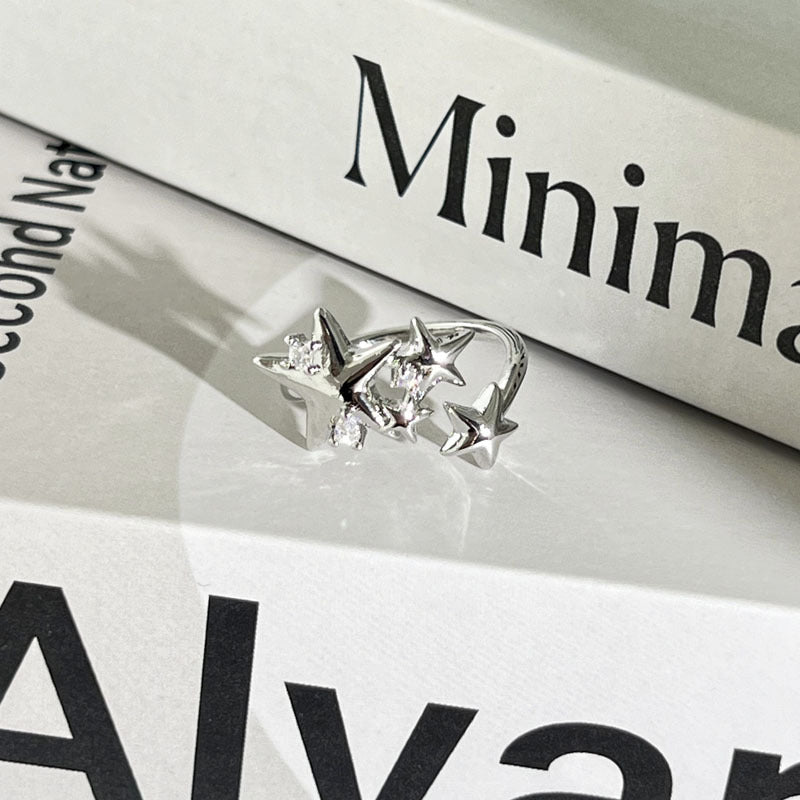 Diamond Flower Language Light Luxury Mix Match Personality Bow Tie Ring