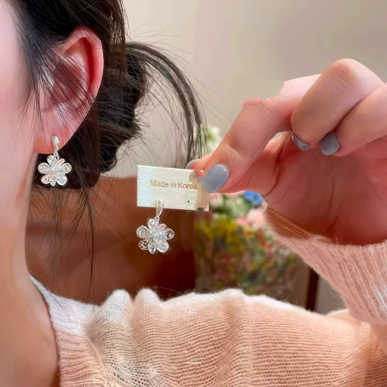 Fresh Sweet Flowers Exquisite Small Fashion Versatile Stud Earrings