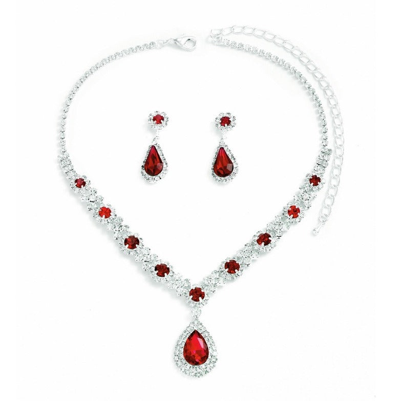 Women's Bridal Crystal Water Drop Two-piece Jewelry Set