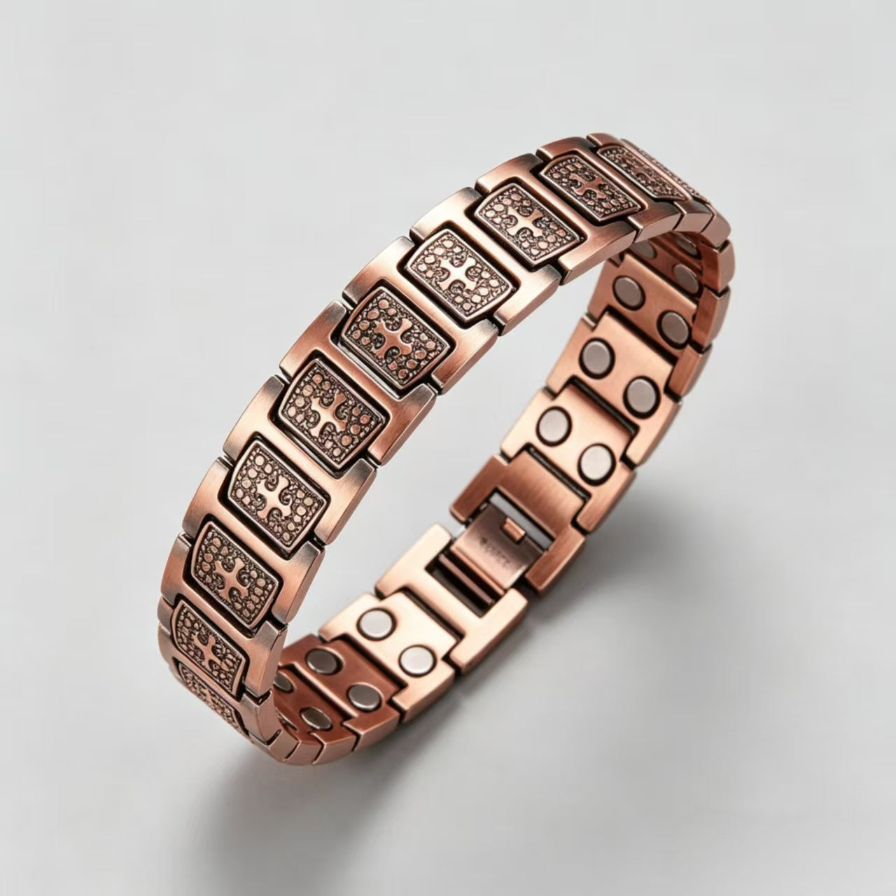 Metal Bronze Magnet Vintage Wide Row Bracelet