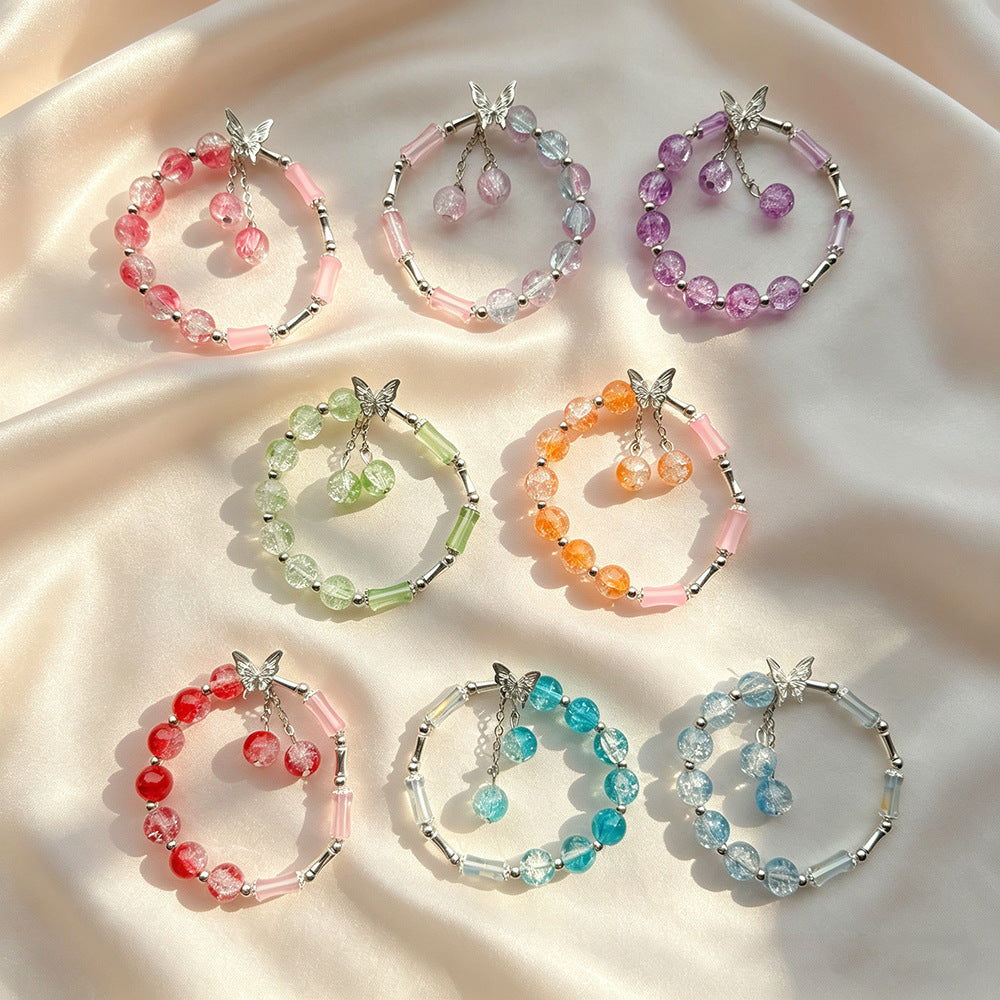Transparent Bamboo Glazed Female Butterfly Floral High-grade Live Broadcast Scenic Bracelet