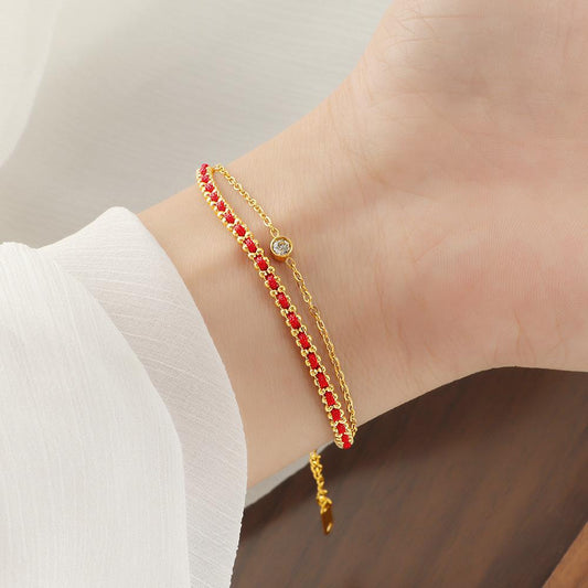 Life Red Rope Design Simple Fashionable Light Luxury Bracelet