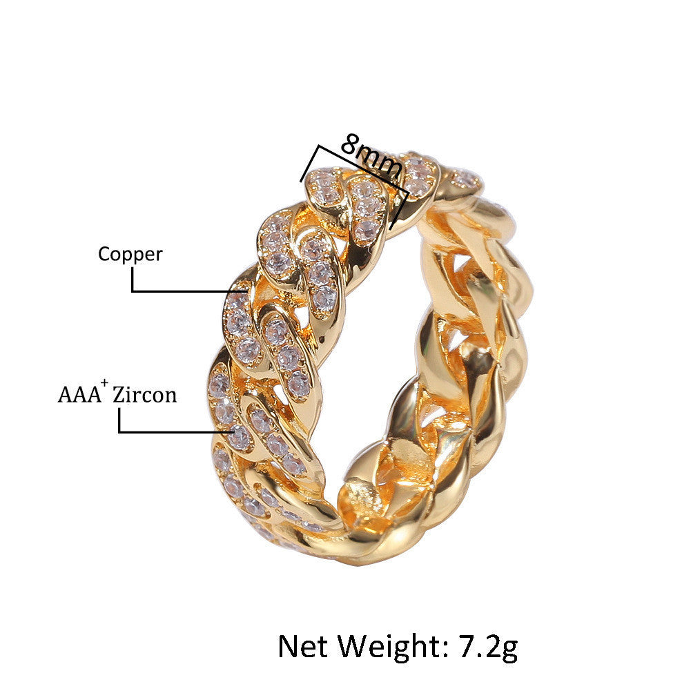 Men's Jewelry Hip Hop Zircon Chain Cuban Rings