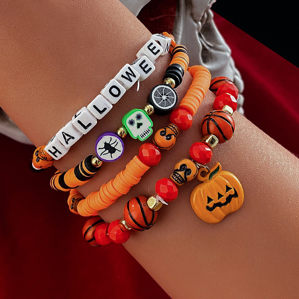 Halloween Bat Pumpkin Spider Lifting Artificial Crystal Bracelets