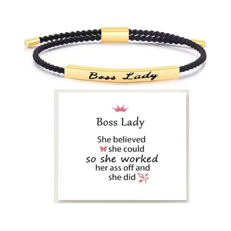 Elbow Lettering Friend Gift Rose Gold Adjustable Sier Stainless Bracelet