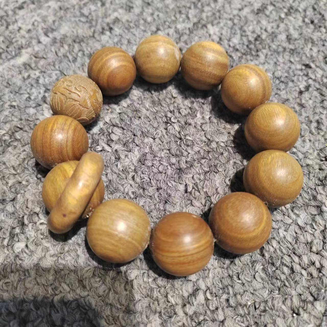 Men's Ebony Money Drawing Pi Flexible Authentic Green Sandalwood Bracelet