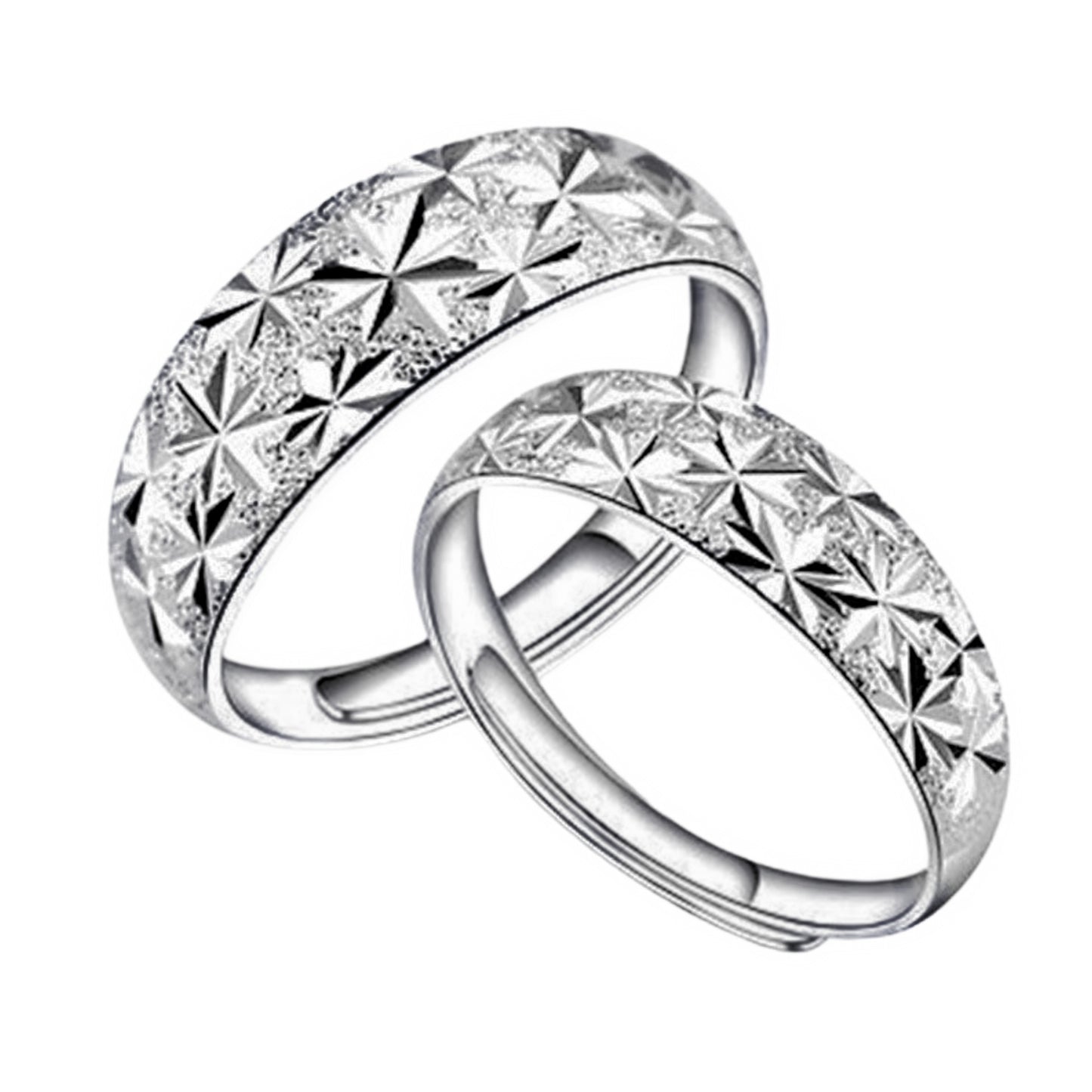 Classic Open Starry Couple Pair Ornament Rings