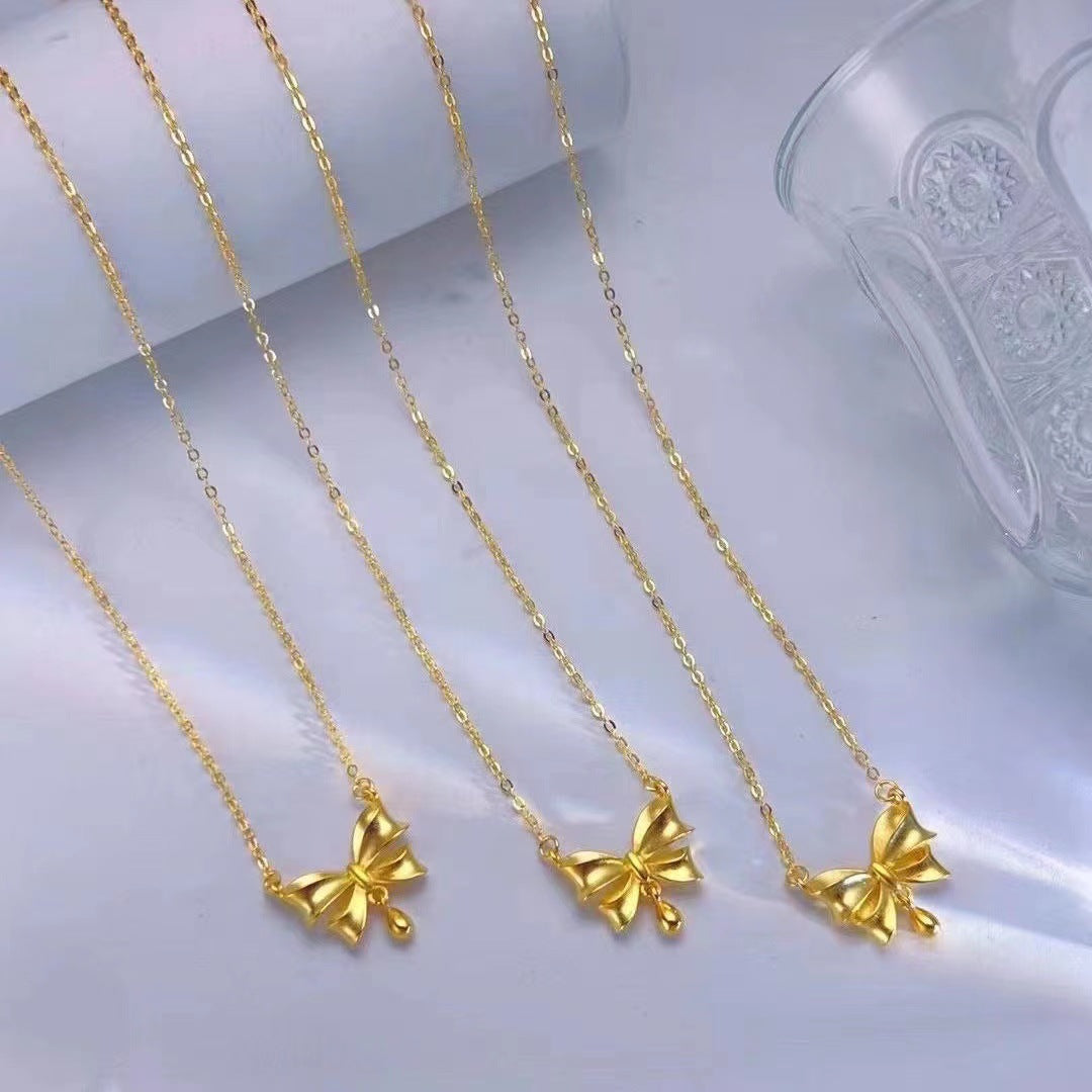 Women's Live Bow Water Drop Simple Style Necklaces