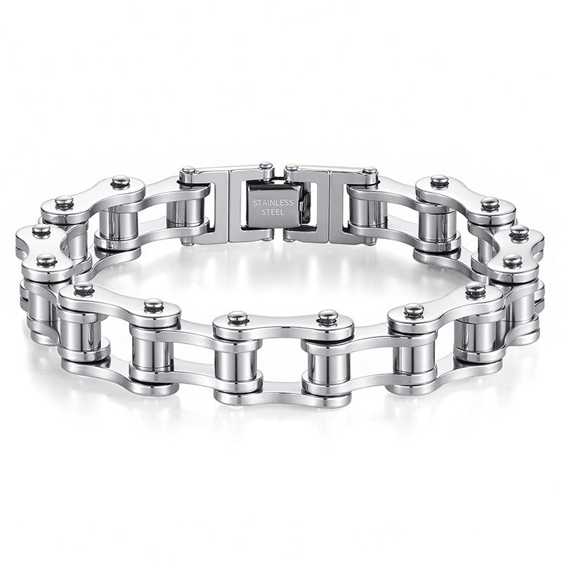 Men's Steel Handmade Motorcycle Punk Bicycle Couple Bracelets