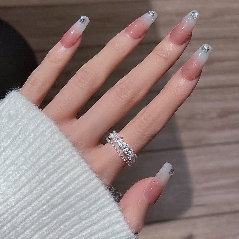 Real Gold Electroplated Zircon Buckle Light Luxury High Sense Index Ring