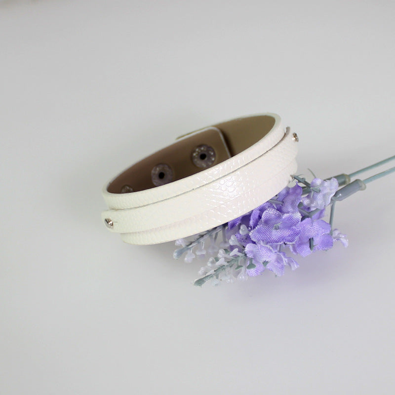 Wrist Strap Imitation Leather Personalized Letter Drop Oil Snap Bracelet