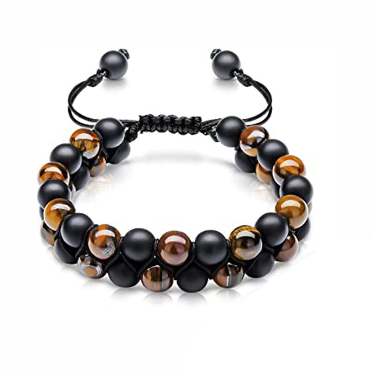 Men's Magnet Natural Stone Tiger Eye Double Bracelet