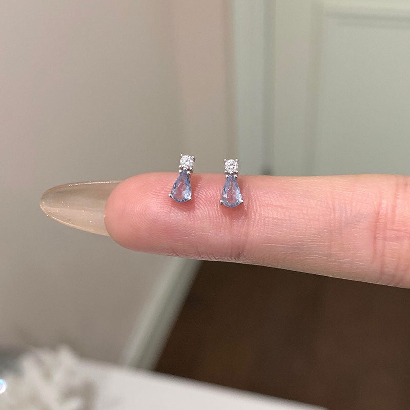 Women's Blue Water Drop Zircon For Light Luxury Personality Fashion Trend Earrings