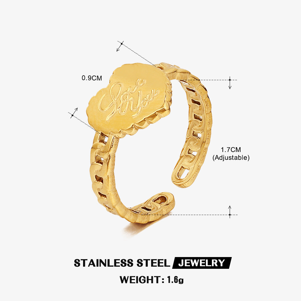 Fashion Trend Heart Shape Mirror Surface Polished Ring