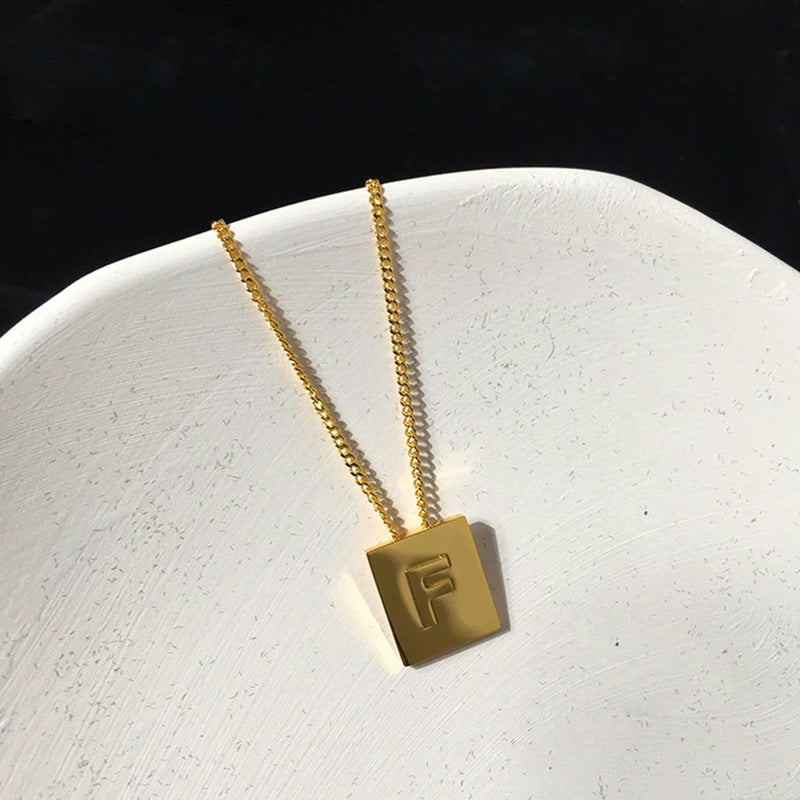 Letter Square Plate English Gold Female Clavicle Necklace